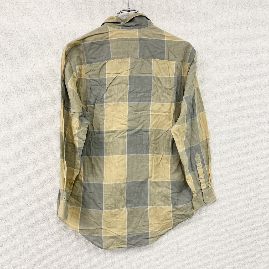 Calvin Klein　カルバンクライン　長袖シャツ　チェック柄　グレー　黄色　イエロー　Sサイズ　古着