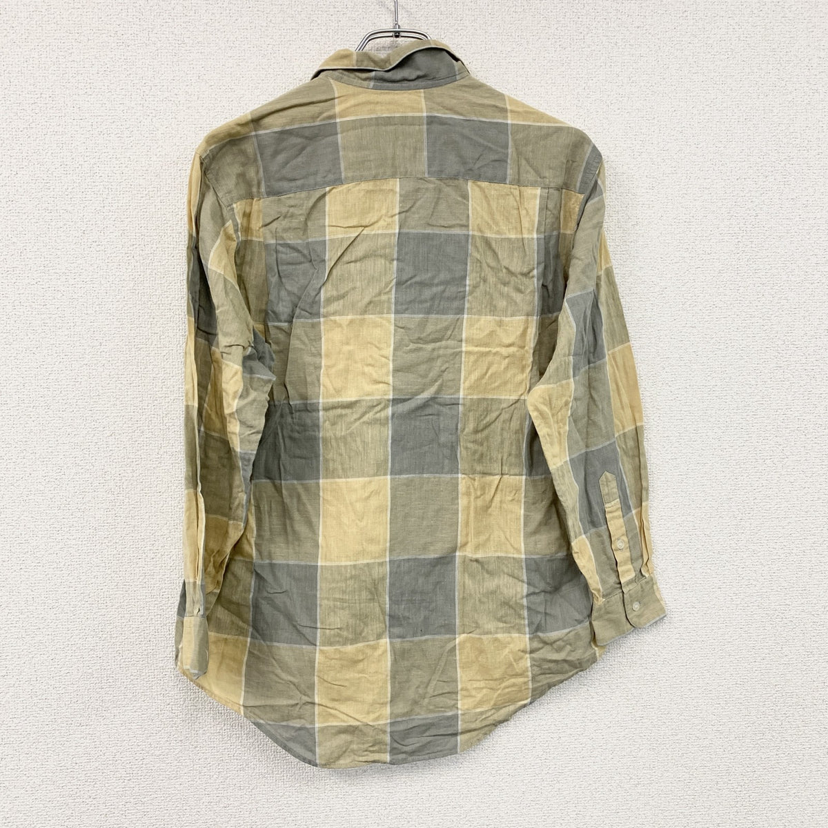 Calvin Klein　カルバンクライン　長袖シャツ　チェック柄　グレー　黄色　イエロー　Sサイズ　古着
