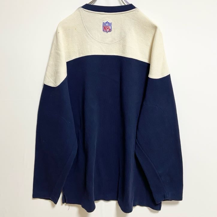 90s　NIKE ナイキ　NFL　Vネックスウェット/トレーナー　ヴィンテージ　ワンポイントロゴ刺繍　ネイビー　XLサイズ