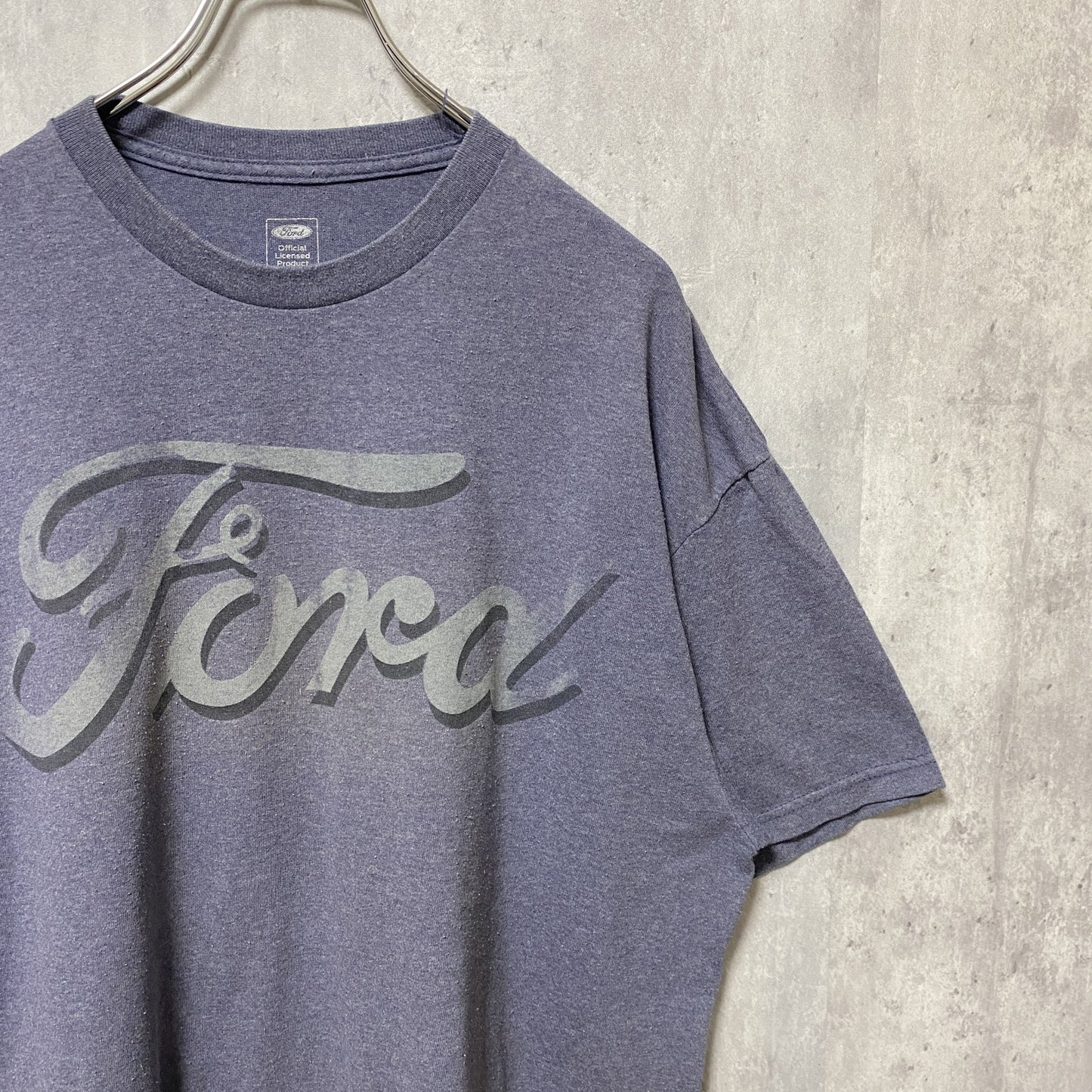 古着 used　Ford　半袖企業ビッグロゴプリントTシャツ　カープリント　ダークグレー　春夏服　ビッグシルエット　XLサイズ