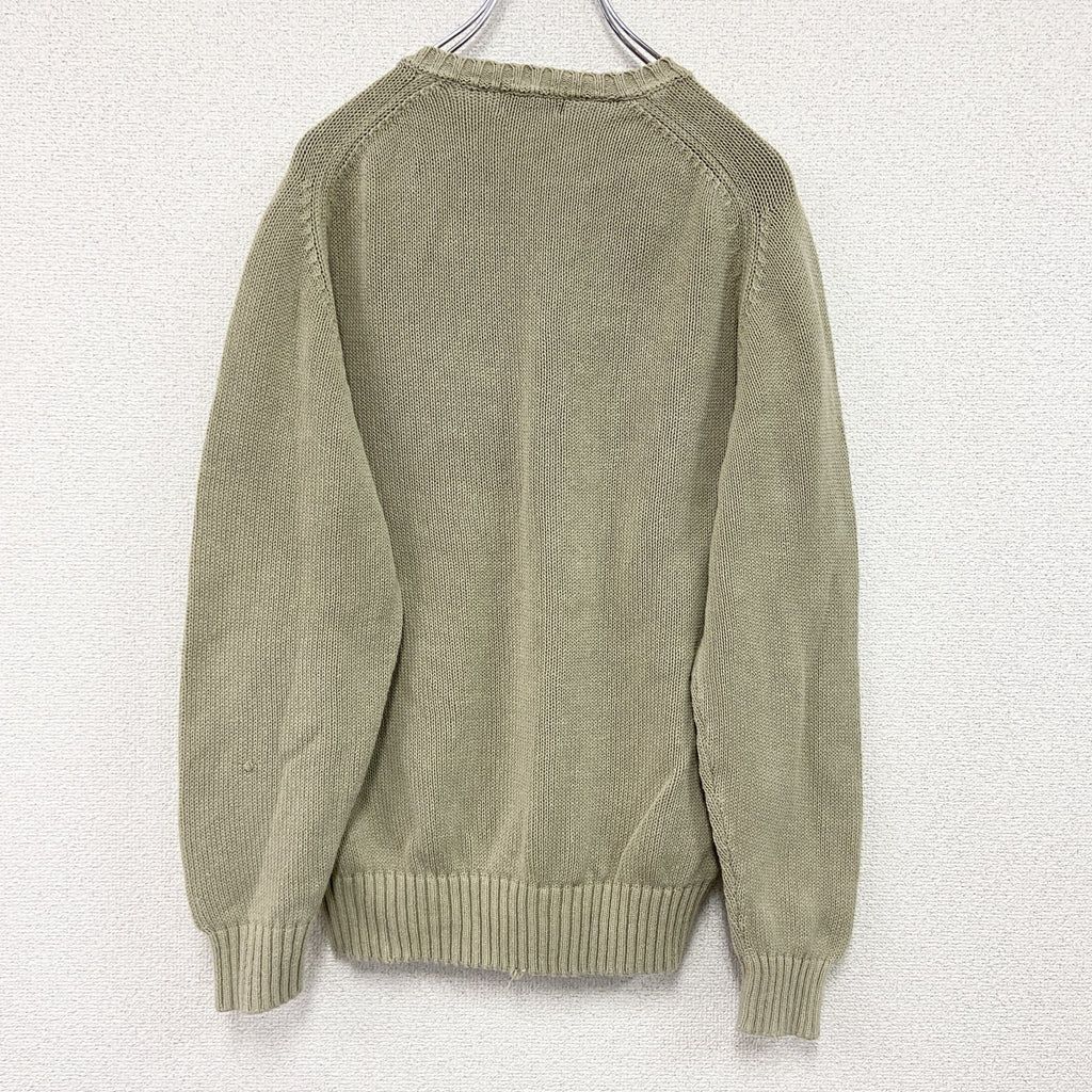 90s～　Kappa　カッパ　コットンニットセーター　ヴィンテージ　刺繍ロゴ　ベージュ　Mサイズ　古着