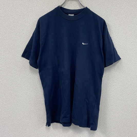 00s　NIKE　半袖Tシャツ　ヴィンテージ　ワンポイント刺繡ロゴ　紺　ネイビー　Mサイズ
