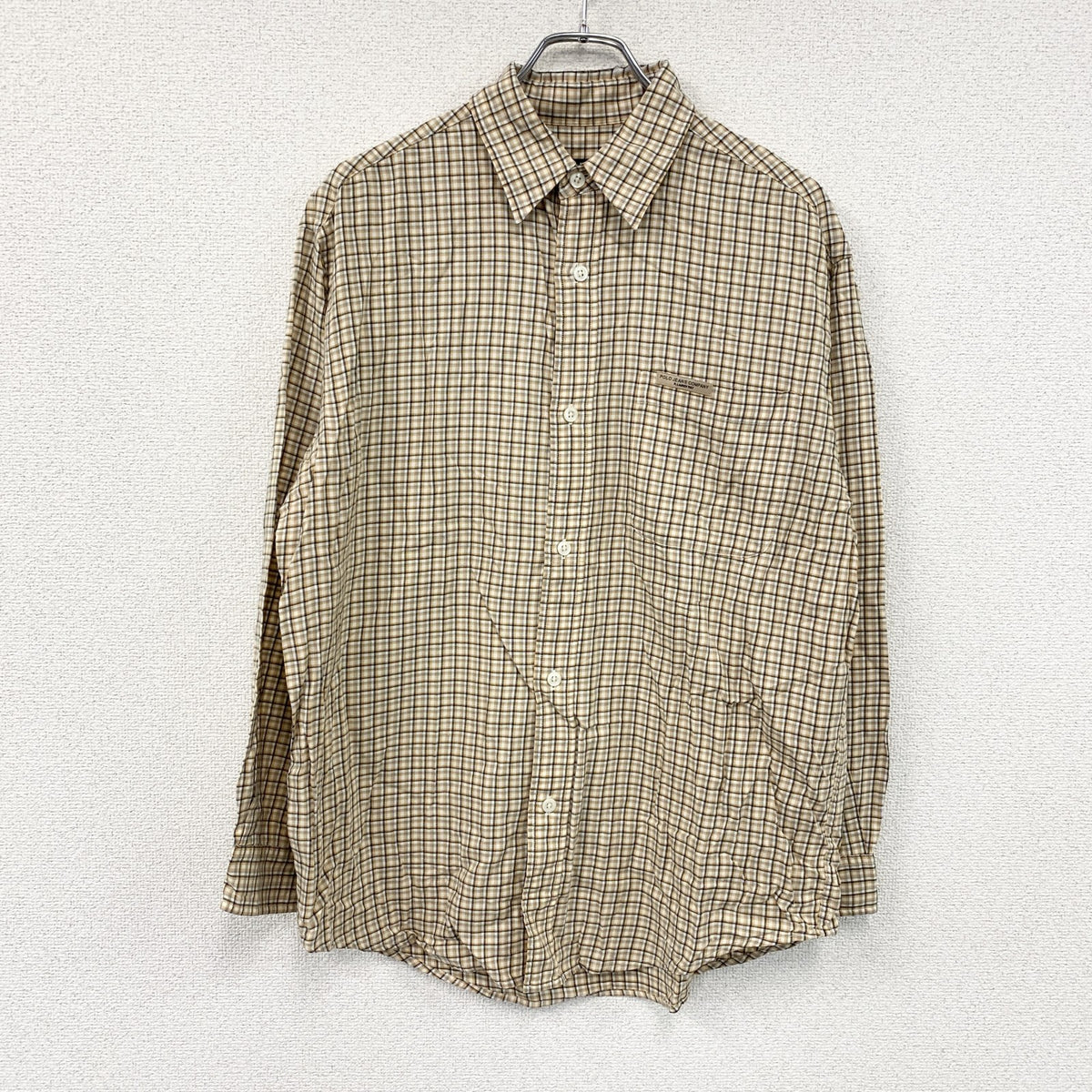 POLO JEANS　ポロジーンズ　長袖シャツ　チェック柄　黄色　イエロー　Mサイズ　古着