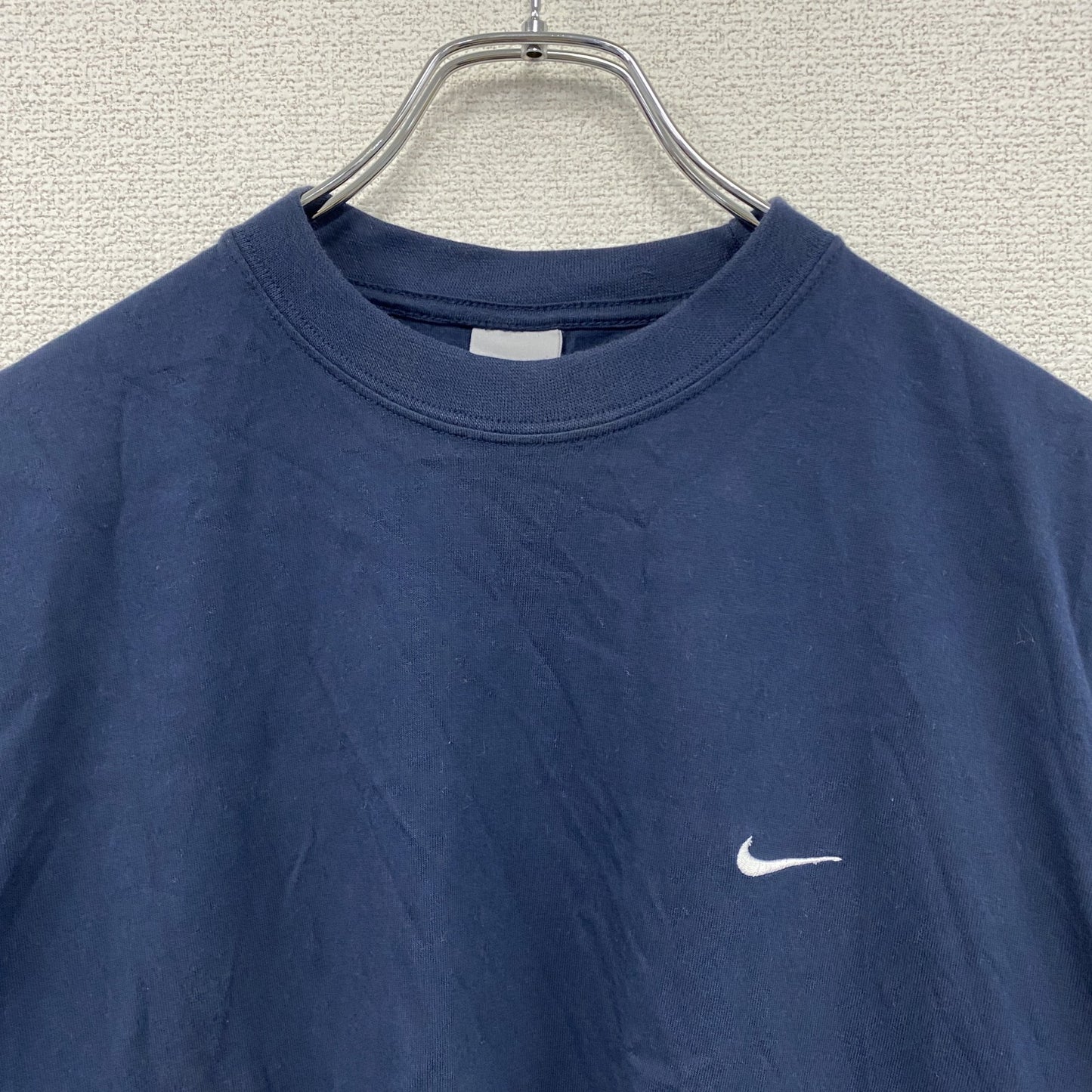 00s　NIKE　半袖Tシャツ　ヴィンテージ　ワンポイント刺繡ロゴ　紺　ネイビー　Mサイズ