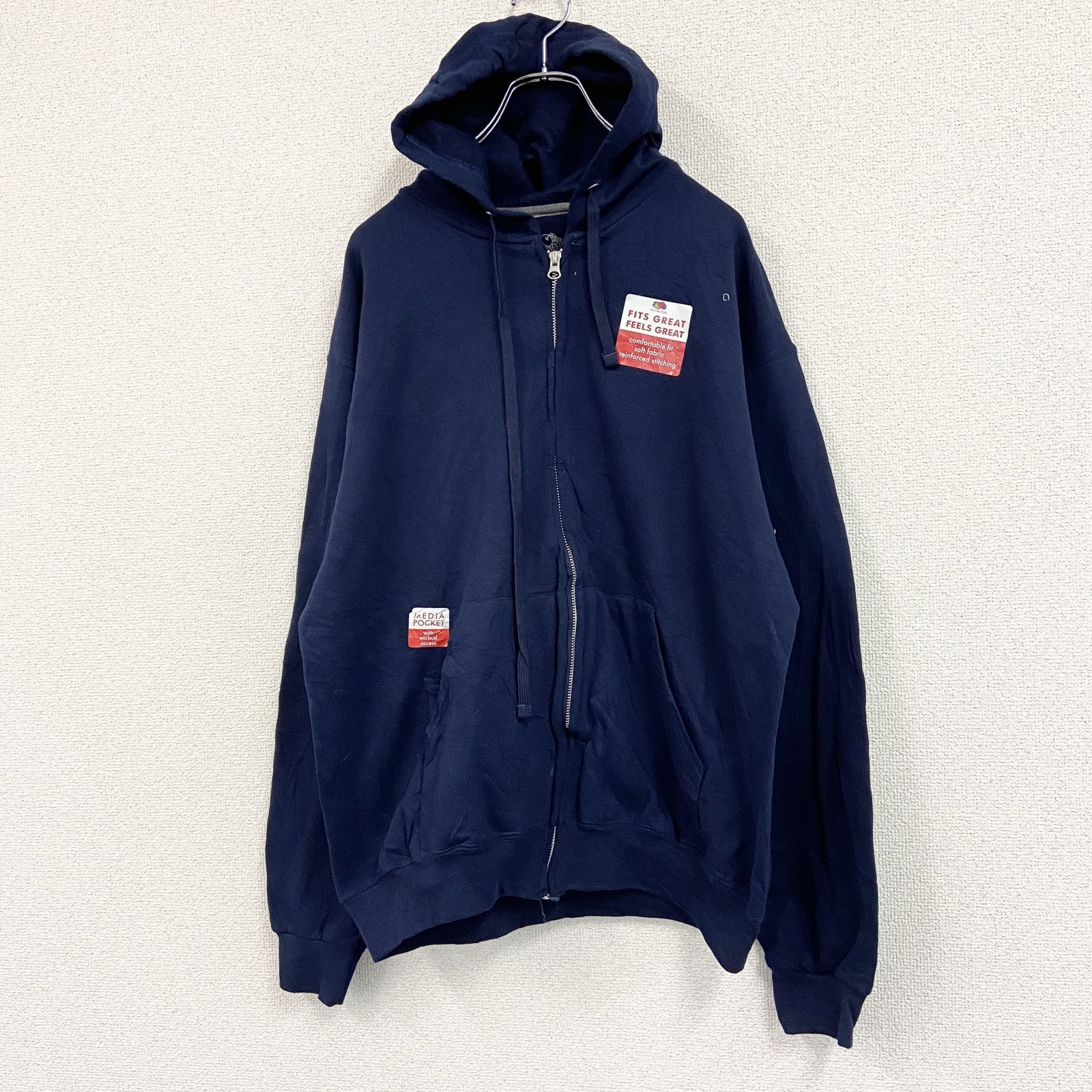 FRUIT OF THE LOOM　フルーツオブザルーム　フルジップスウェットパーカー/フーディー　ネイビー　紺　Lサイズ　古着