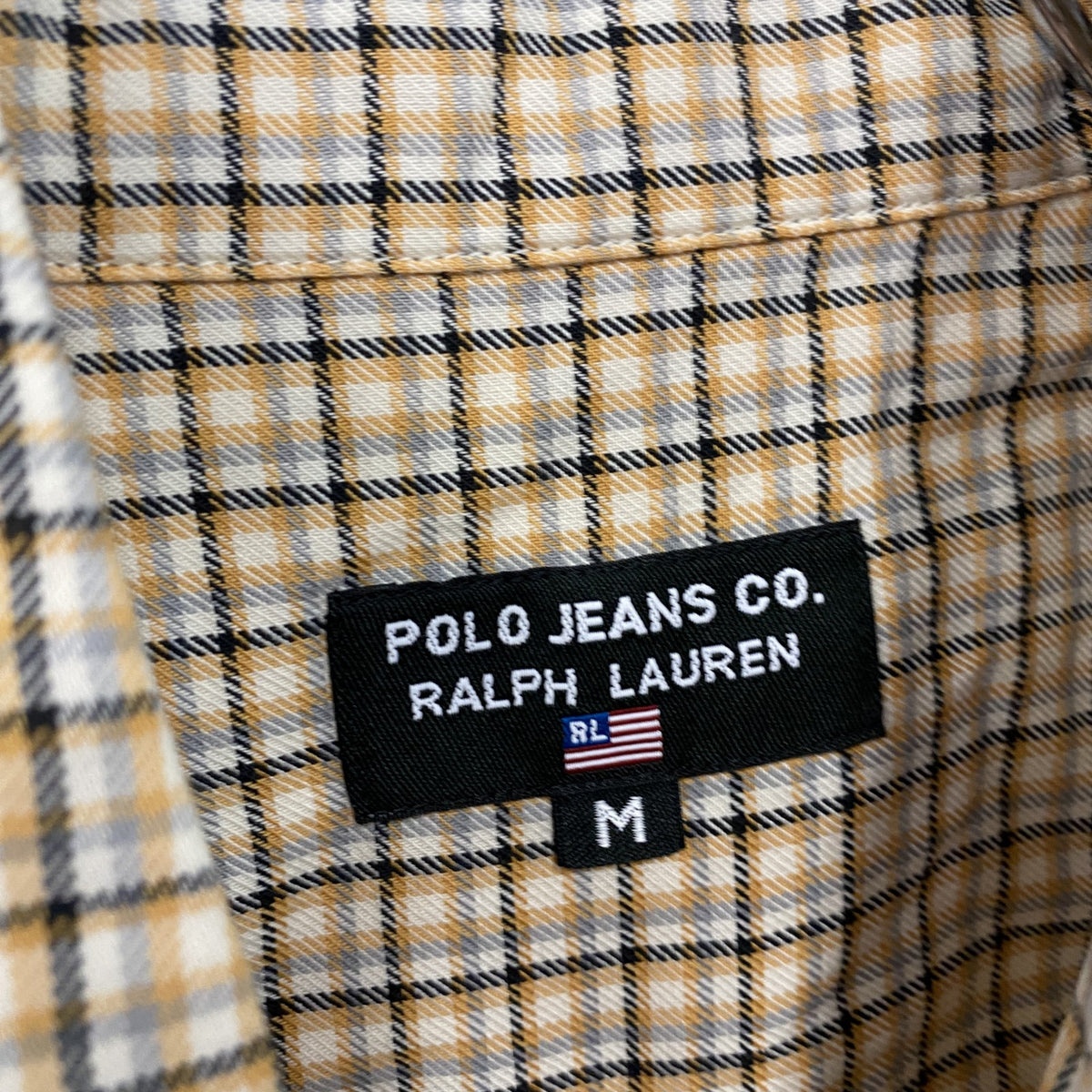 POLO JEANS　ポロジーンズ　長袖シャツ　チェック柄　黄色　イエロー　Mサイズ　古着