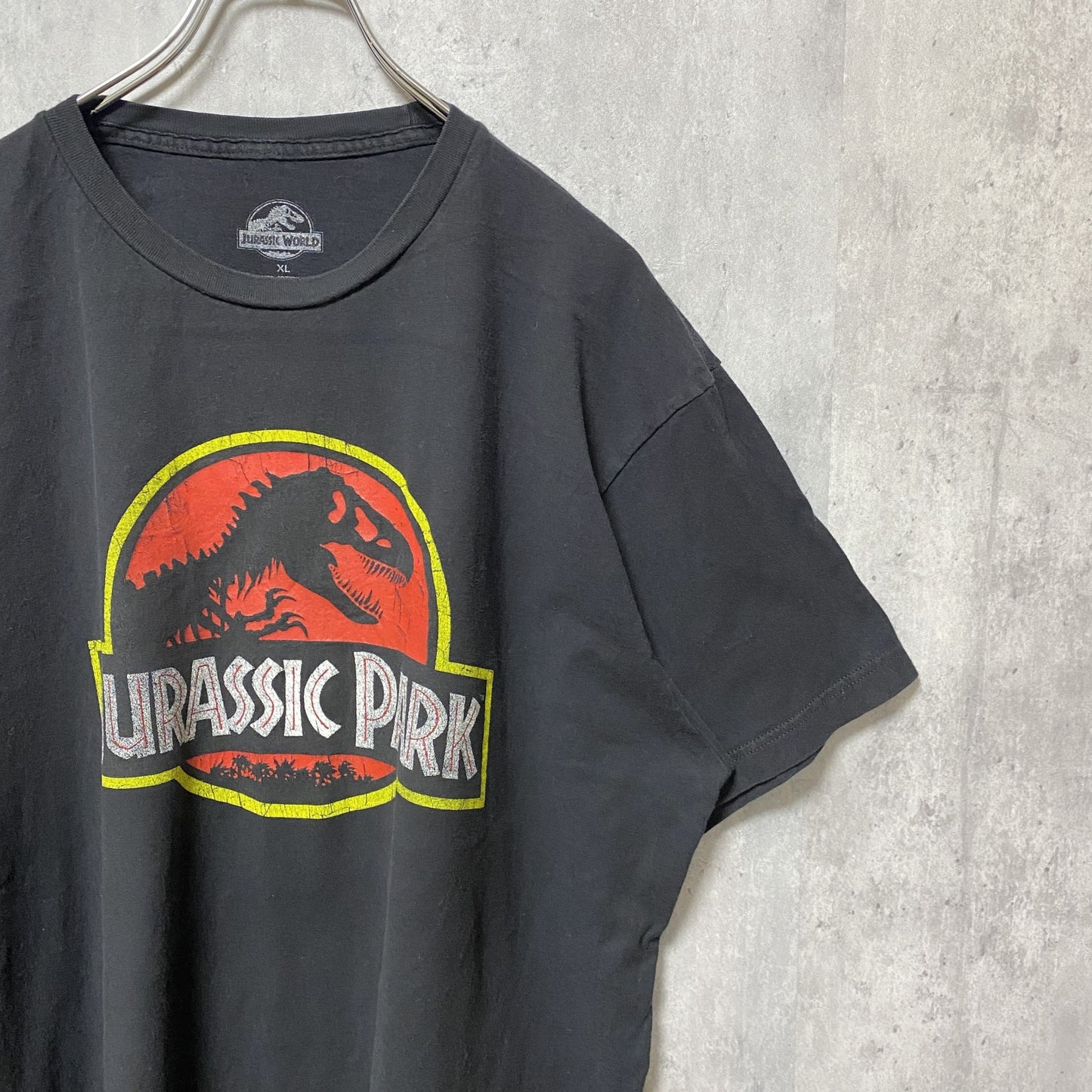 古着 used　ジュラシックパーク　半袖公式プリントTシャツ　ムービーT 　恐竜　黒　ブラック　ビッグシルエット　XLサイズ