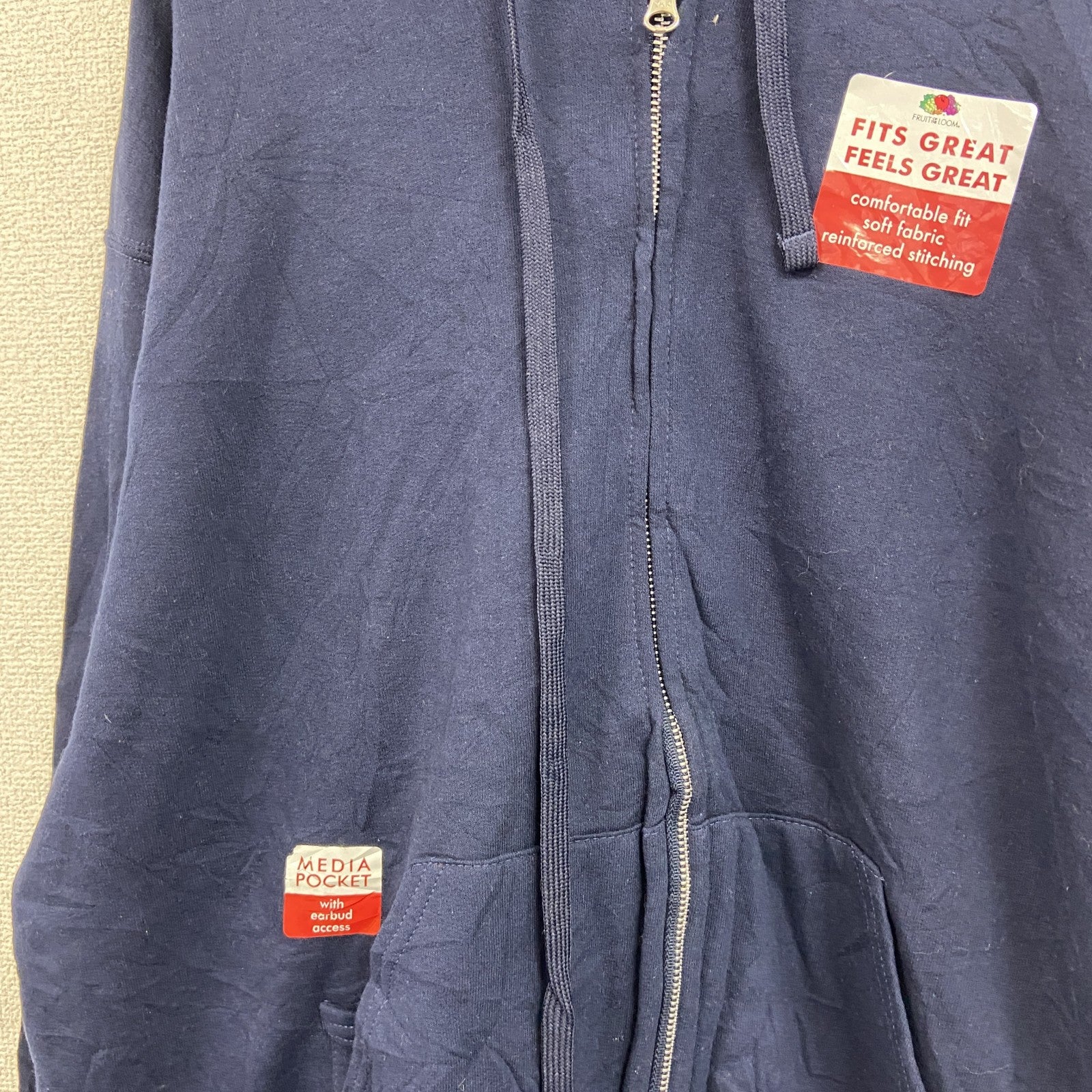 FRUIT OF THE LOOM　フルーツオブザルーム　フルジップスウェットパーカー/フーディー　ネイビー　紺　Lサイズ　古着