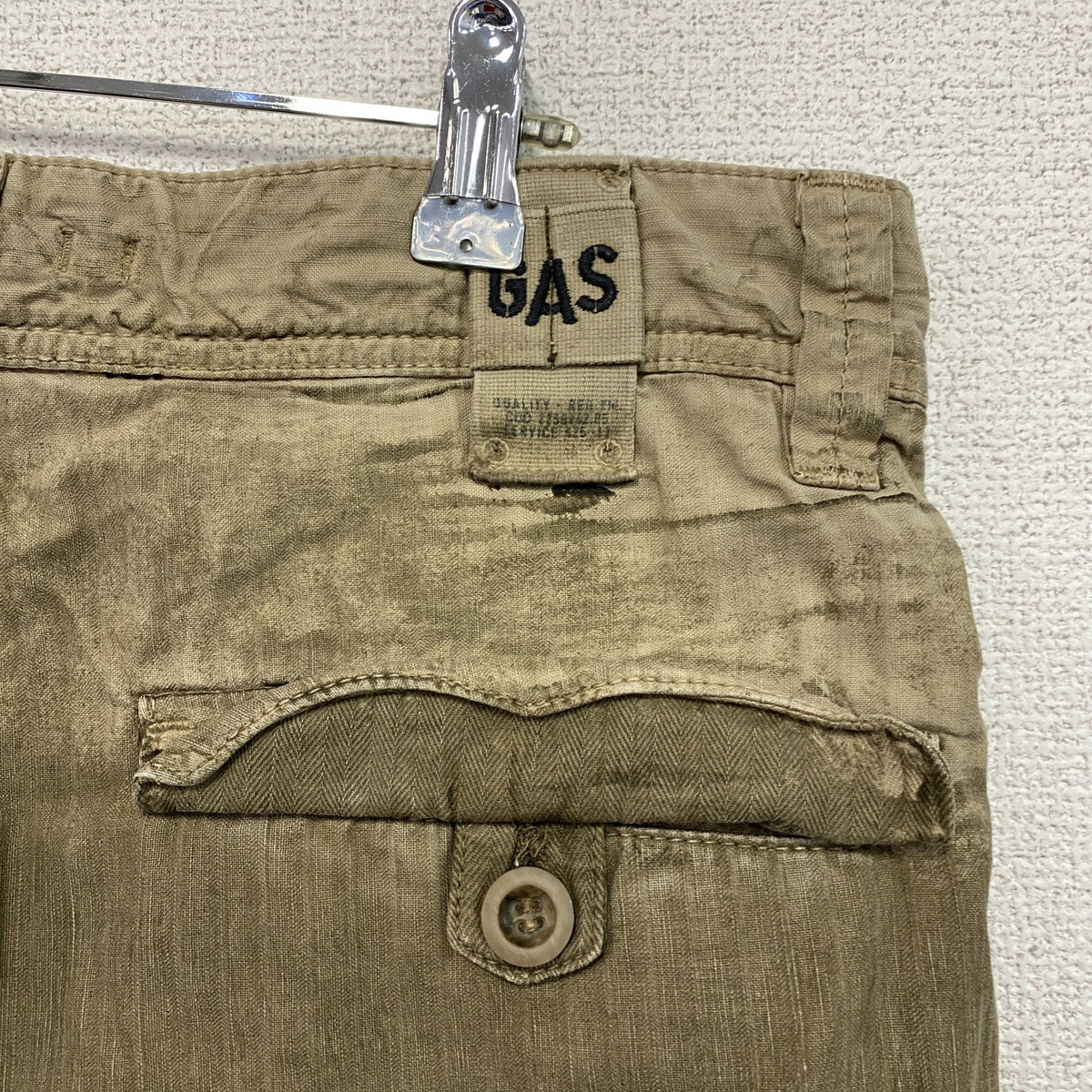 GAS　ガス　カーゴパンツ　ギミックパンツ　ジップフライ　ベージュ　W31サイズ　古着