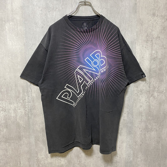 古着 used　PLAN B　半袖プリントTシャツ　レトロデザイン　黒　ブラック　ビッグシルエット　オーバーサイズ　XLサイズ