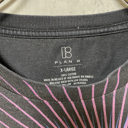 古着 used　PLAN B　半袖プリントTシャツ　レトロデザイン　黒　ブラック　ビッグシルエット　オーバーサイズ　XLサイズ