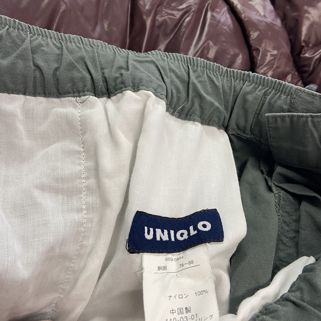 OLD UNIQLO　オールドユニクロ　ハーフナイロンパンツ/ショートパンツ　オリーブグリーン　Lサイズ　古着