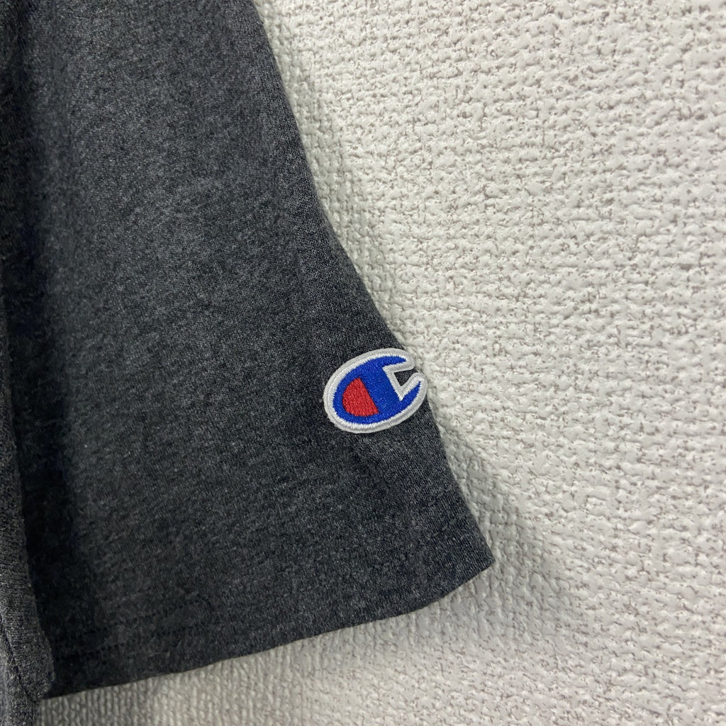champion　チャンピオン　半袖カレッジプリントTシャツ　大学　クルーネック　TROJANS　グレー　灰色　Mサイズ　古着