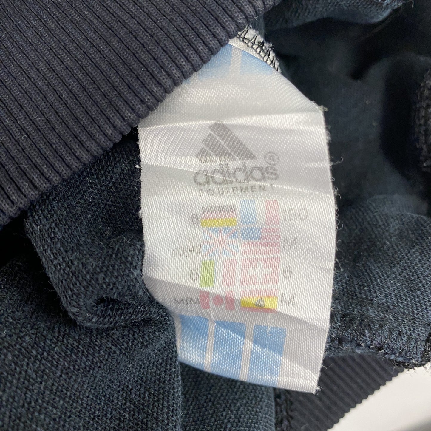 ～90s　adidas EQUIPMENT　アディダス　ハーフジップトラックジャケット/ジャージ　フロッキープリント　デカロゴ　パフォーマンスロゴ　ブラック　Ｍサイズ