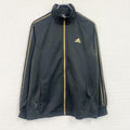 adidas　アディダス　トラックジャケット/ジャージ　ラグランスリーブ　パフォーマンスロゴ　刺繍ロゴ　黒　ブラック　Lサイズ スポーツジャケット メンズ ポリエステル 古着