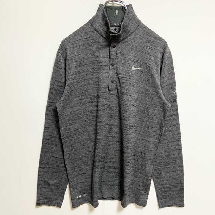 古着 used　NIKE ナイキ　長袖ワンポイントロゴシャツ　DRY-FIT　スポーツウェア　グレー　Sサイズ