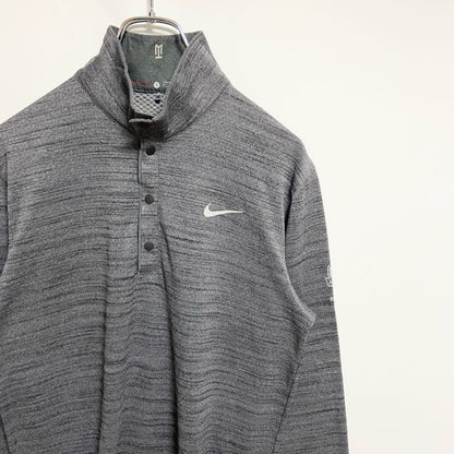 古着 used　NIKE ナイキ　長袖ワンポイントロゴシャツ　DRY-FIT　スポーツウェア　グレー　Sサイズ