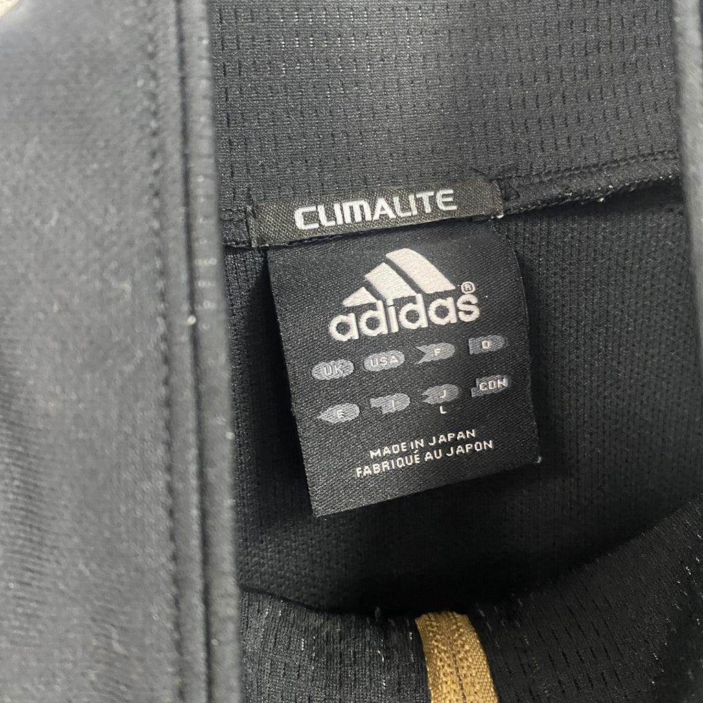adidas　アディダス　トラックジャケット/ジャージ　ラグランスリーブ　パフォーマンスロゴ　刺繍ロゴ　黒　ブラック　Lサイズ スポーツジャケット メンズ ポリエステル 古着
