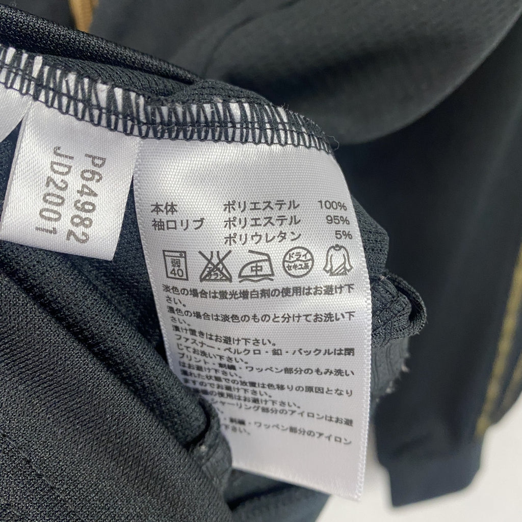 adidas　アディダス　トラックジャケット/ジャージ　ラグランスリーブ　パフォーマンスロゴ　刺繍ロゴ　黒　ブラック　Lサイズ スポーツジャケット メンズ ポリエステル 古着