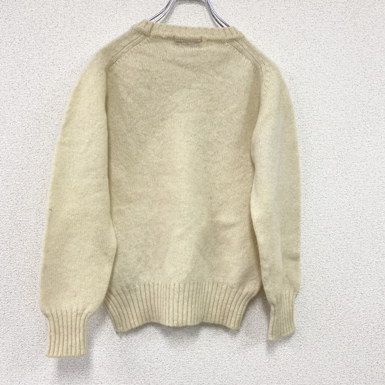 ～90s　Kappa　カッパ　ウールニットセーター　ケーブルニット　シェットランドウール　ヴィンテージ　アイボリー　古着