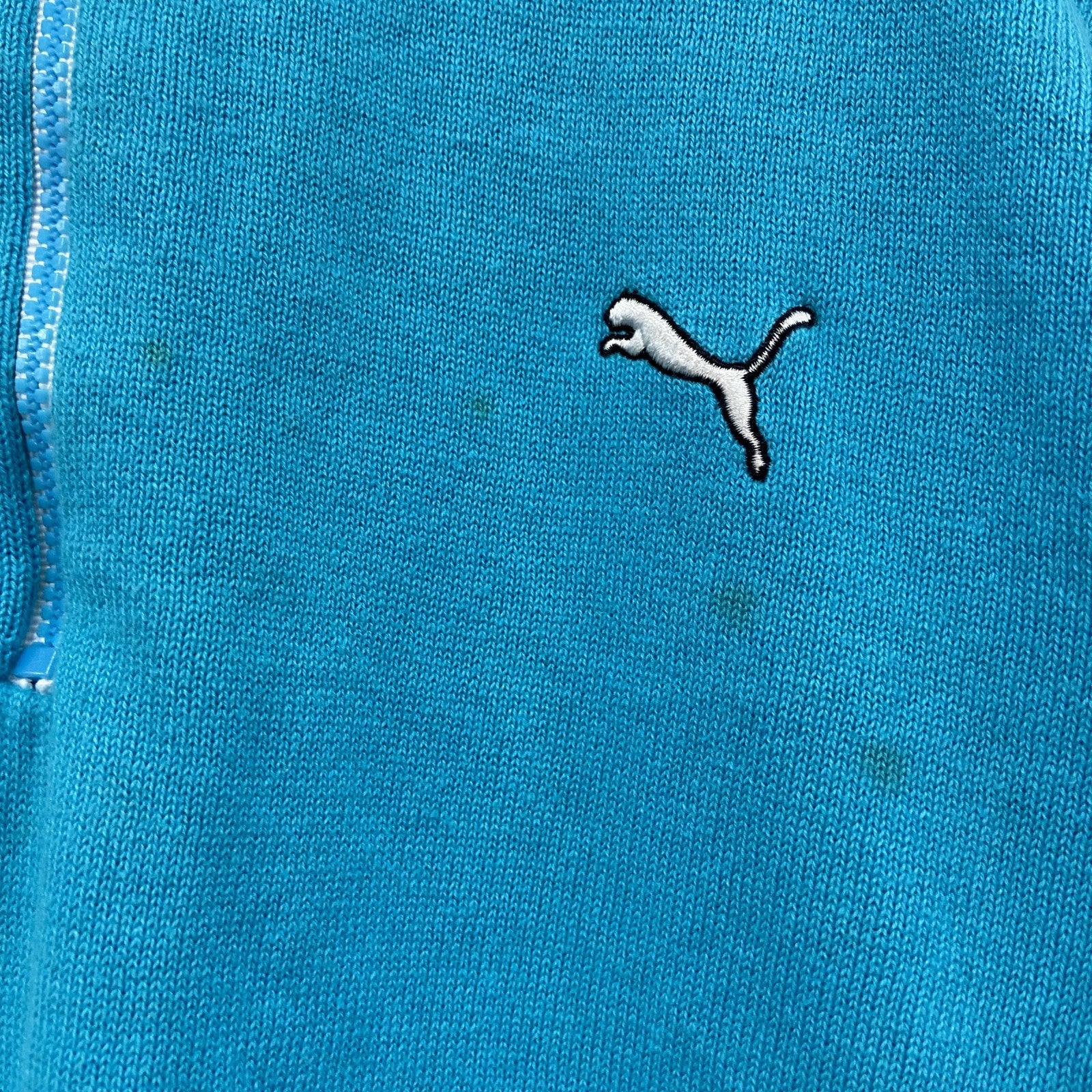 PUMA　プーマ　トラックジャケット/ジャージ　コットンニットセーター　水色　ライトブルー　Mサイズ　古着