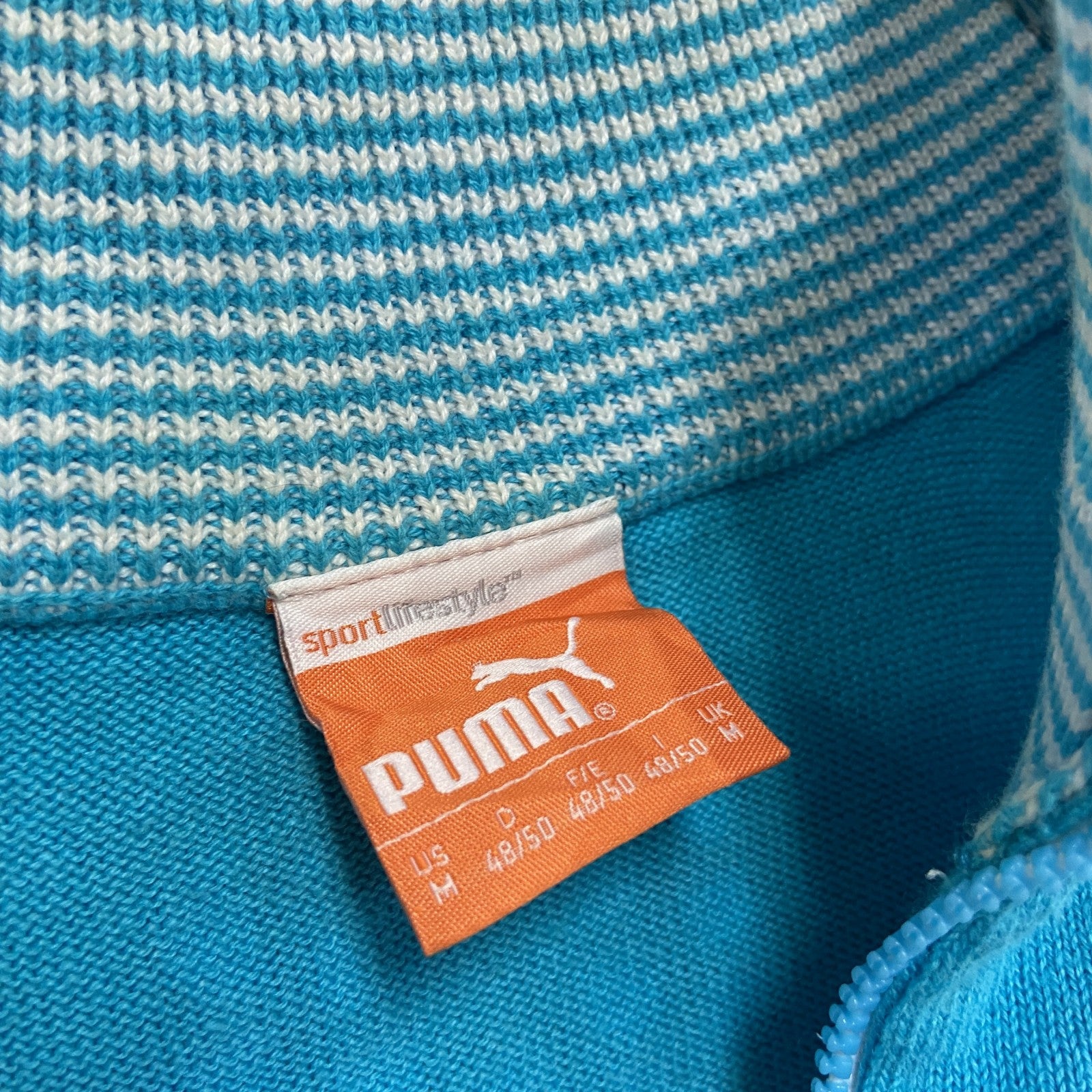 PUMA　プーマ　トラックジャケット/ジャージ　コットンニットセーター　水色　ライトブルー　Mサイズ　古着