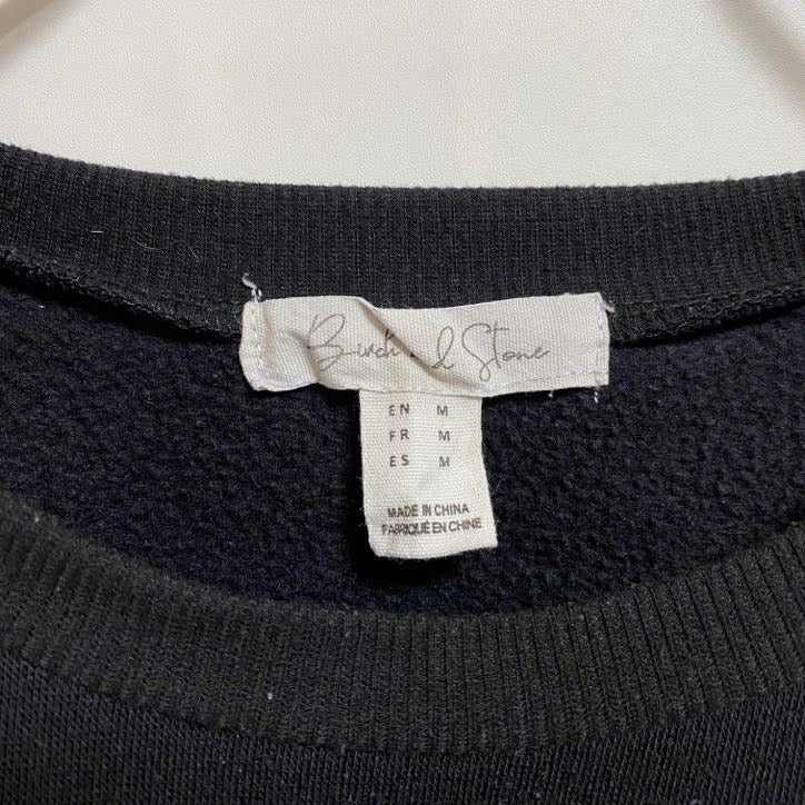 Bird&Stone　スウェット/トレーナー　アーチプリント　ビックデザイン　クルーネック　黒　ブラック　クルーネック　Mサイズ　古着