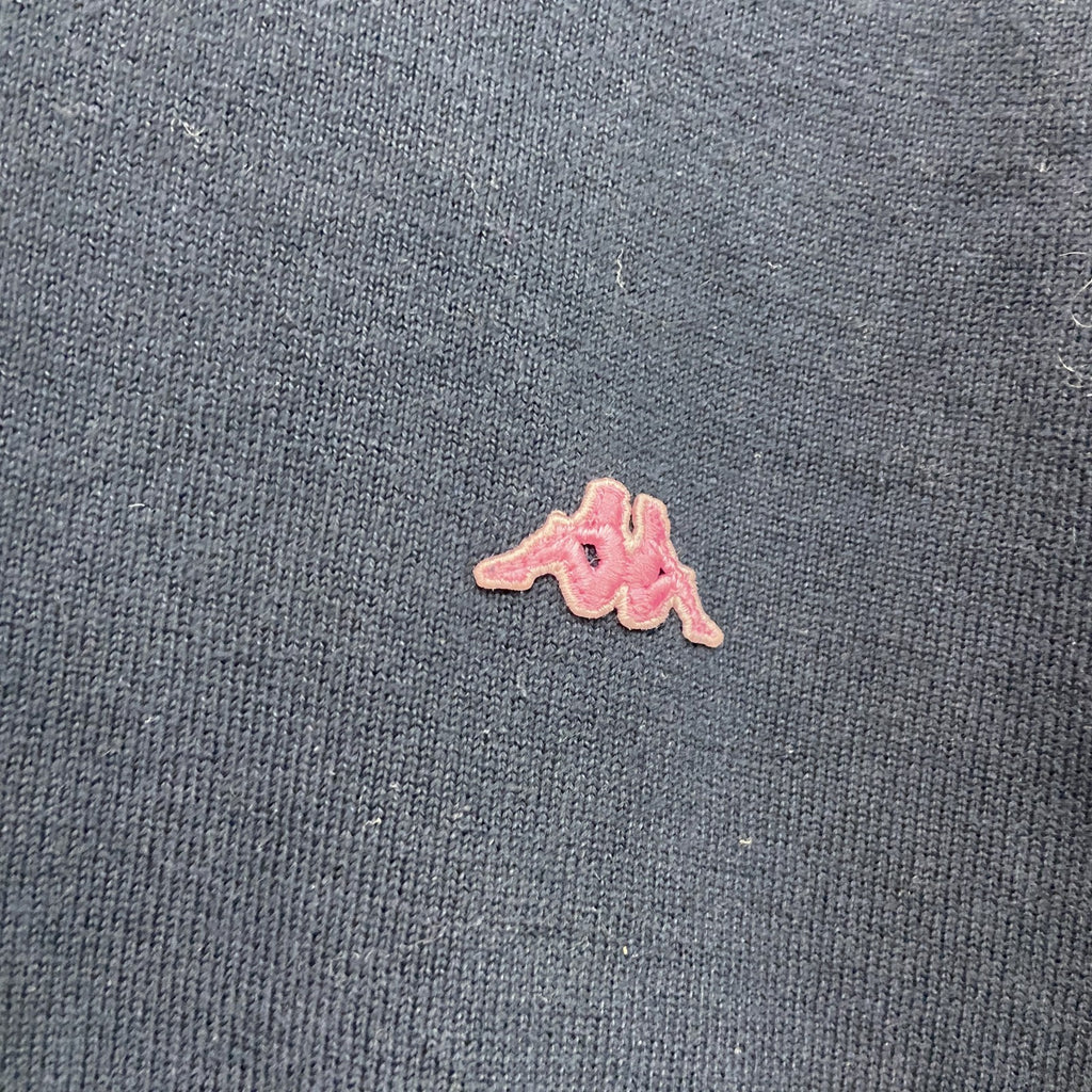 90s～　Kappa　カッパ　コットンニットセーター　ヴィンテージ　刺繍ロゴ　紺　ネイビー　XLサイズ　古着