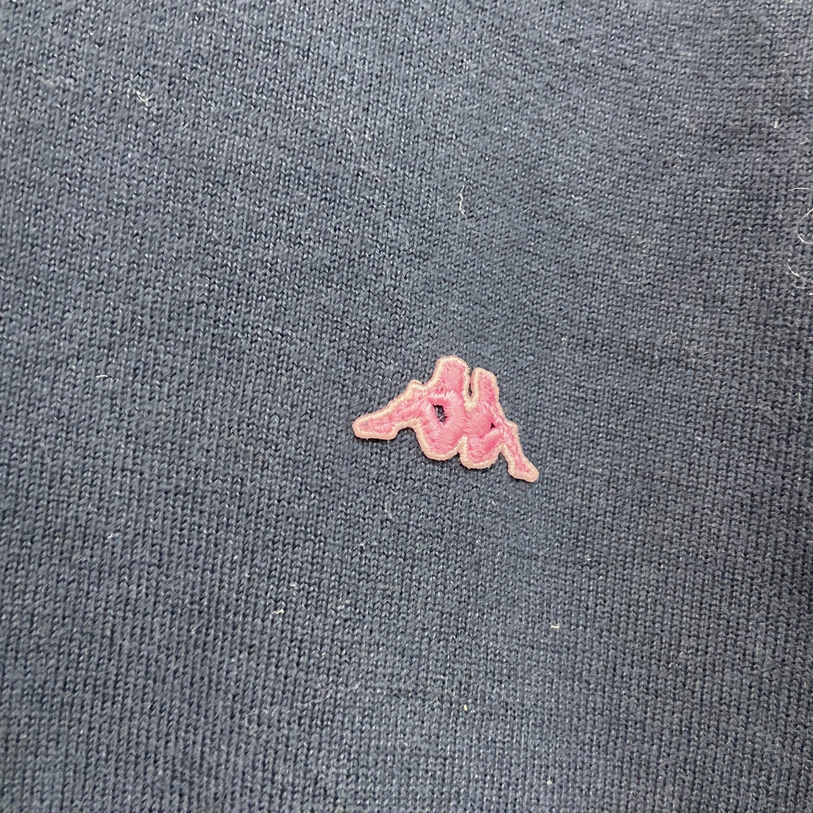 90s～　Kappa　カッパ　コットンニットセーター　ヴィンテージ　刺繍ロゴ　紺　ネイビー　XLサイズ　古着