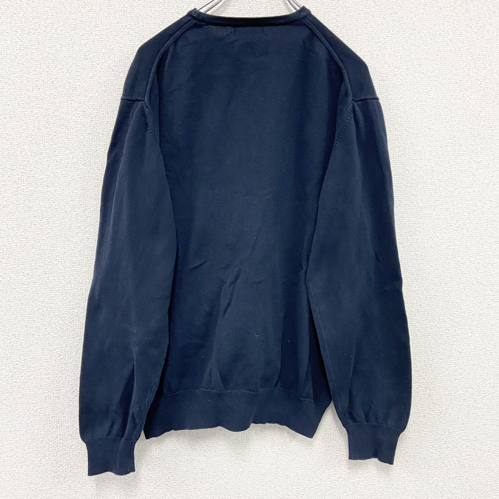 90s～　Kappa　カッパ　コットンニットセーター　ヴィンテージ　刺繍ロゴ　紺　ネイビー　XLサイズ　古着