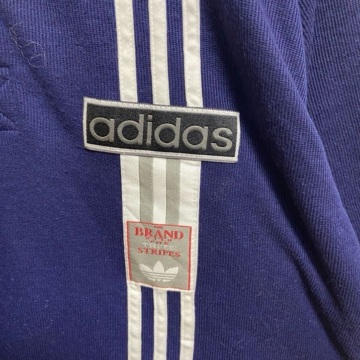 古着 used　adidas アディダス　半袖ポロシャツ　カットソー　3ライン　ワンポイントロゴワッペン　ネイビー　紺　Mサイズ　