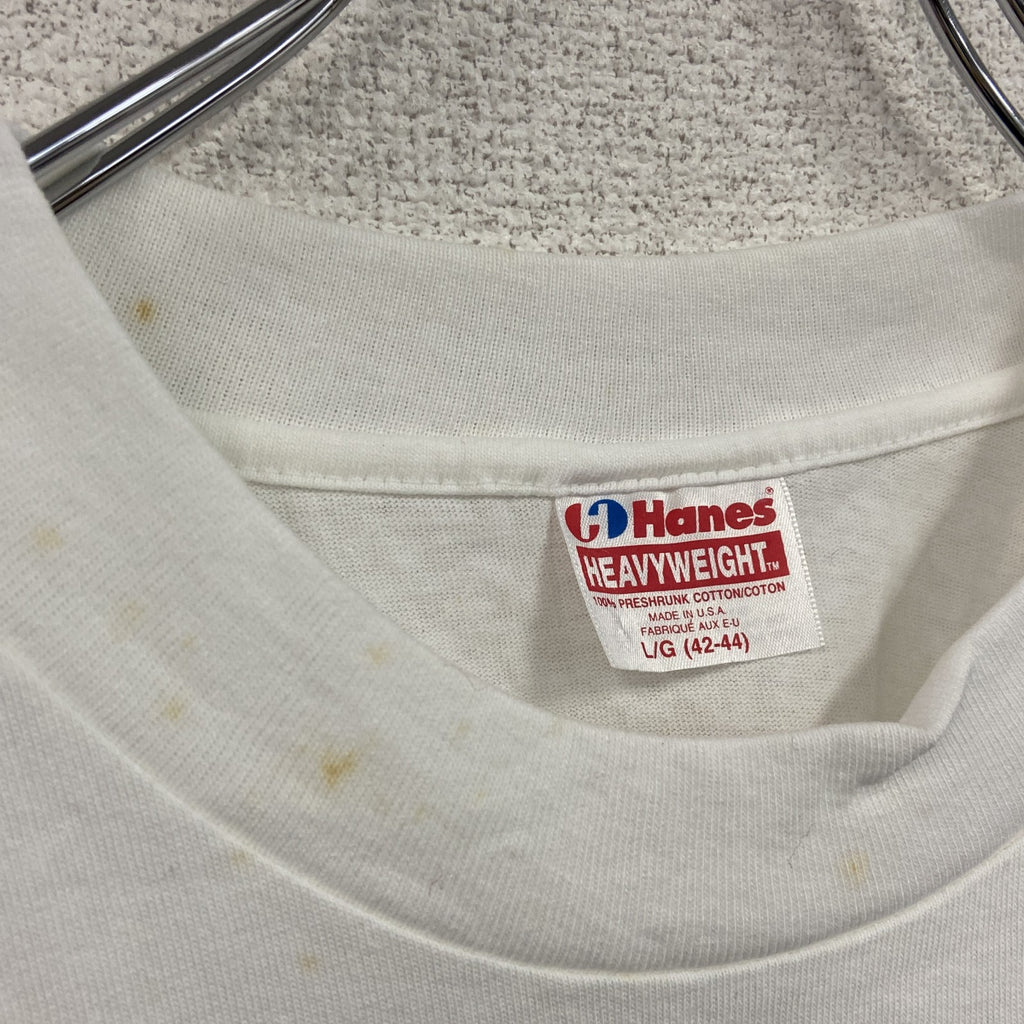～00s　Hanes　ヘインズ　半袖Tシャツ　シングルステッチ　by GINZA Q-TO　白　ホワイト　Lサイズ カットソー メンズ コットン 古着