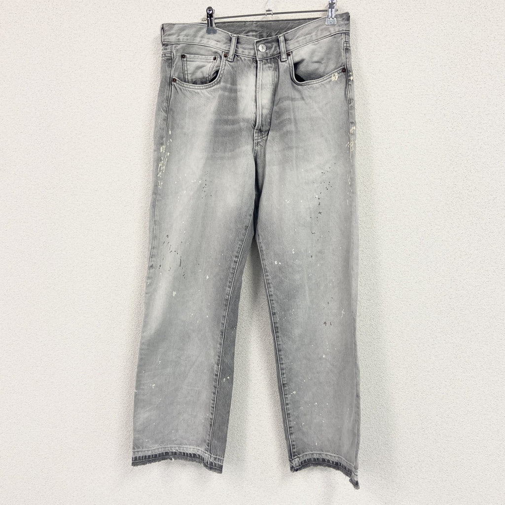 ZARA　ザラ　デニムパンツ/ジーンズ　ペインティングデザイン　ボタン開き　灰色　グレー　W31サイズ　古着
