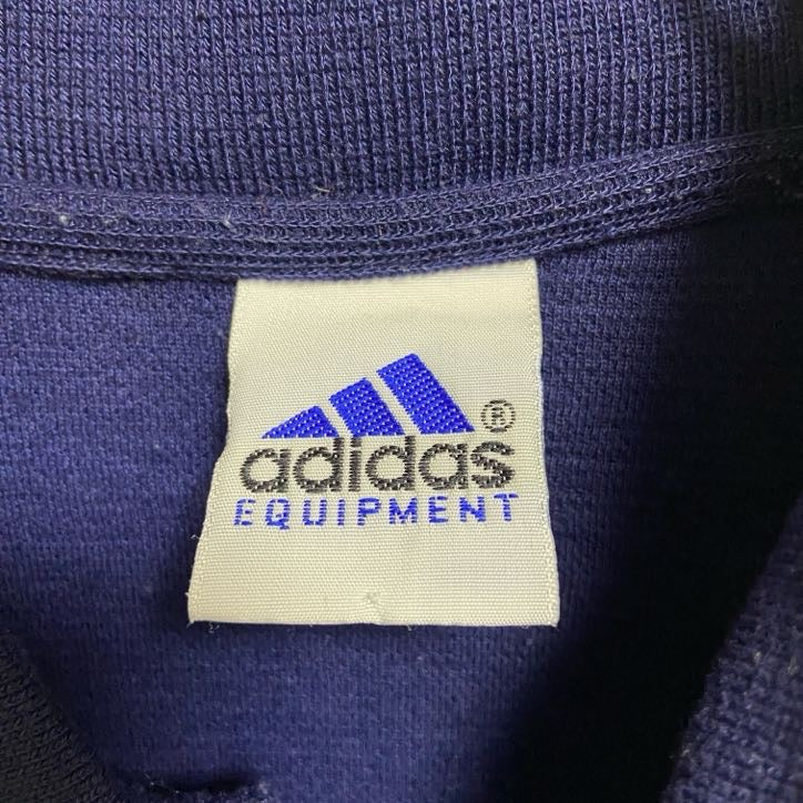 古着 used　adidas アディダス　半袖ポロシャツ　カットソー　3ライン　ワンポイントロゴワッペン　ネイビー　紺　Mサイズ　