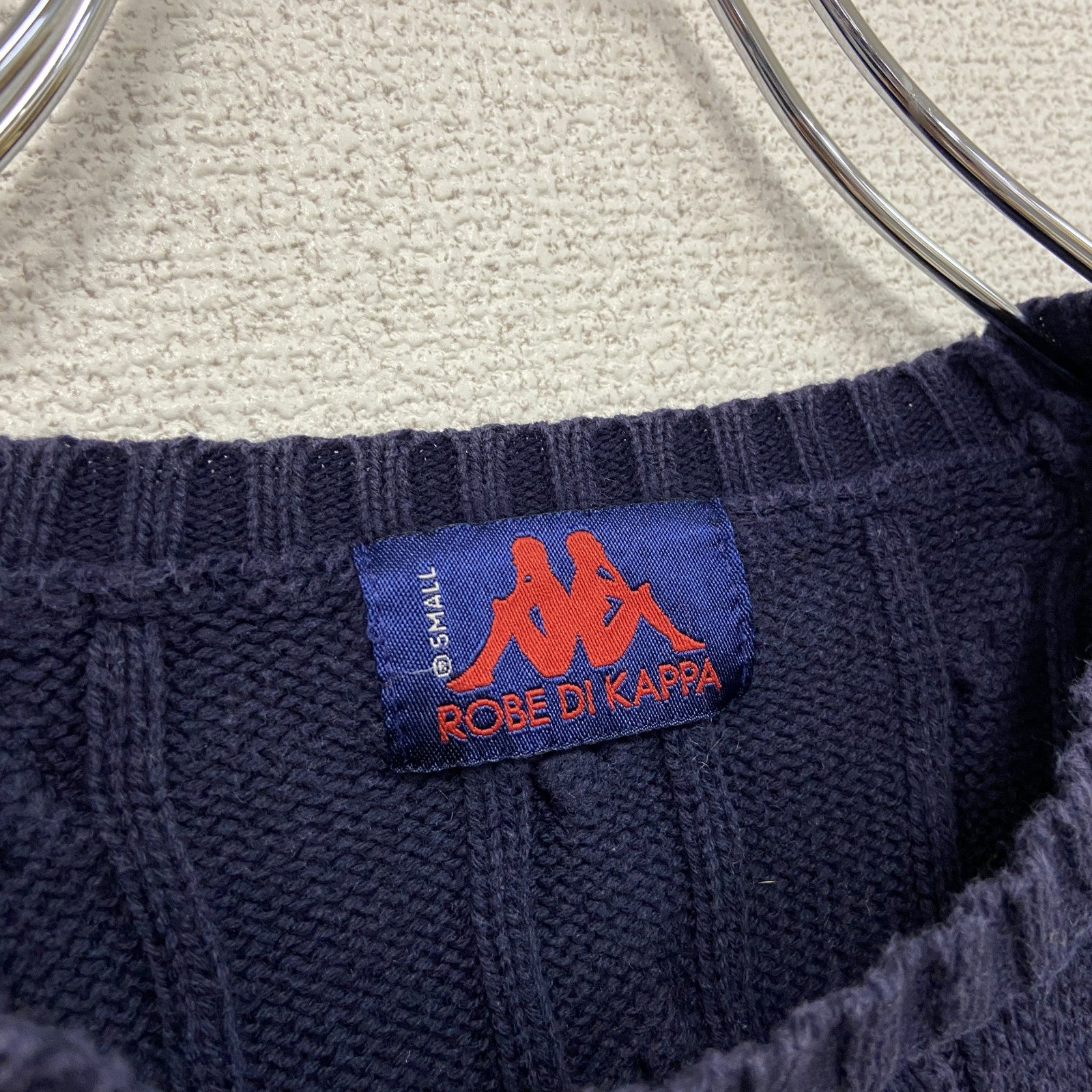 90s～　Kappa　カッパ　コットンニットセーター　ケーブルニット　ヴィンテージ　紺　ネイビー　古着
