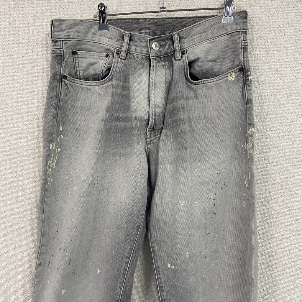 ZARA　ザラ　デニムパンツ/ジーンズ　ペインティングデザイン　ボタン開き　灰色　グレー　W31サイズ　古着