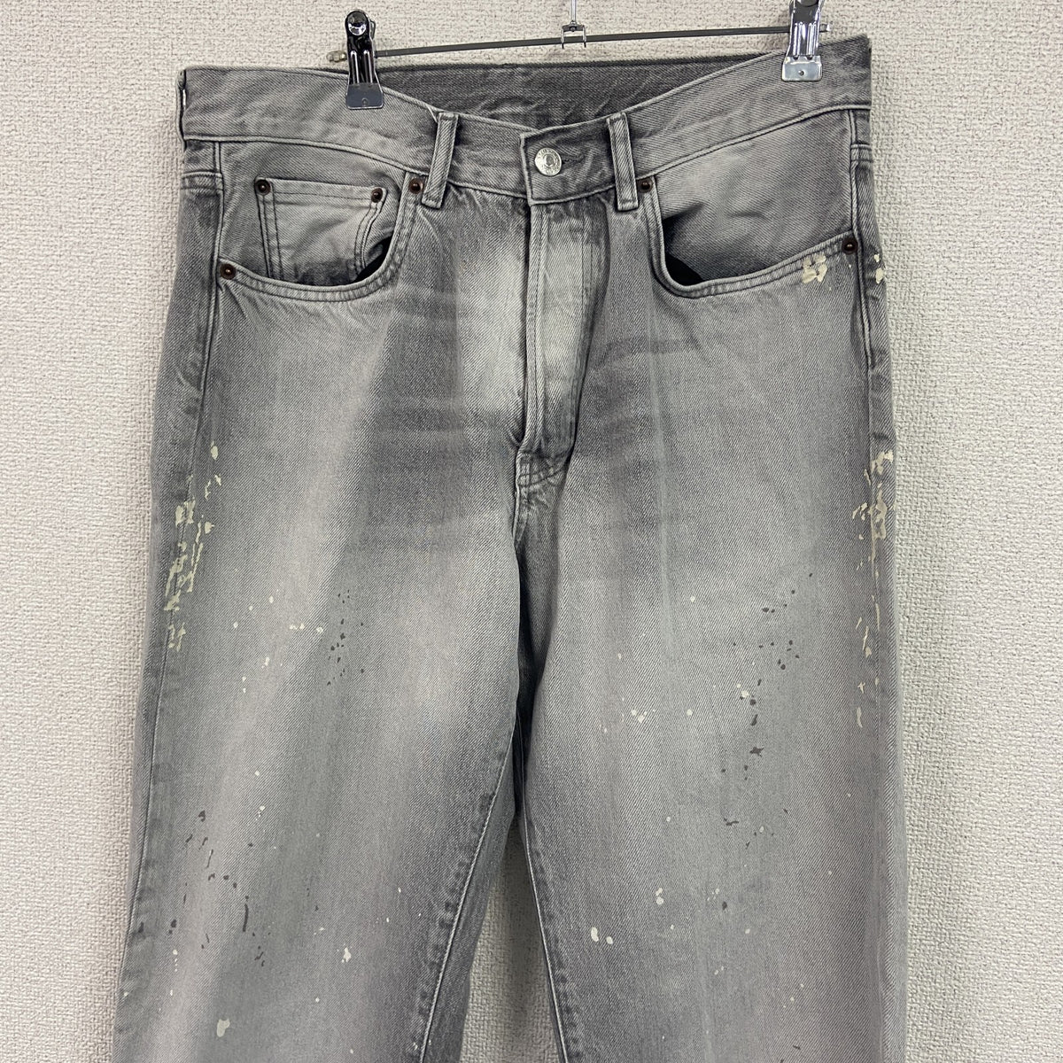 ZARA　ザラ　デニムパンツ/ジーンズ　ペインティングデザイン　ボタン開き　灰色　グレー　W31サイズ　古着