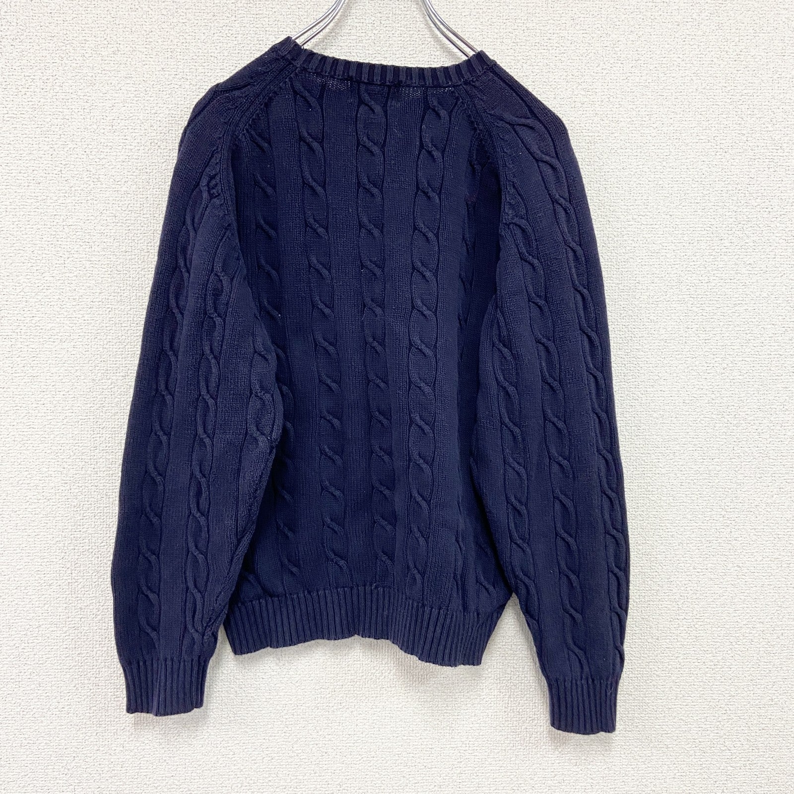 90s～　Kappa　カッパ　コットンニットセーター　ケーブルニット　ヴィンテージ　紺　ネイビー　古着