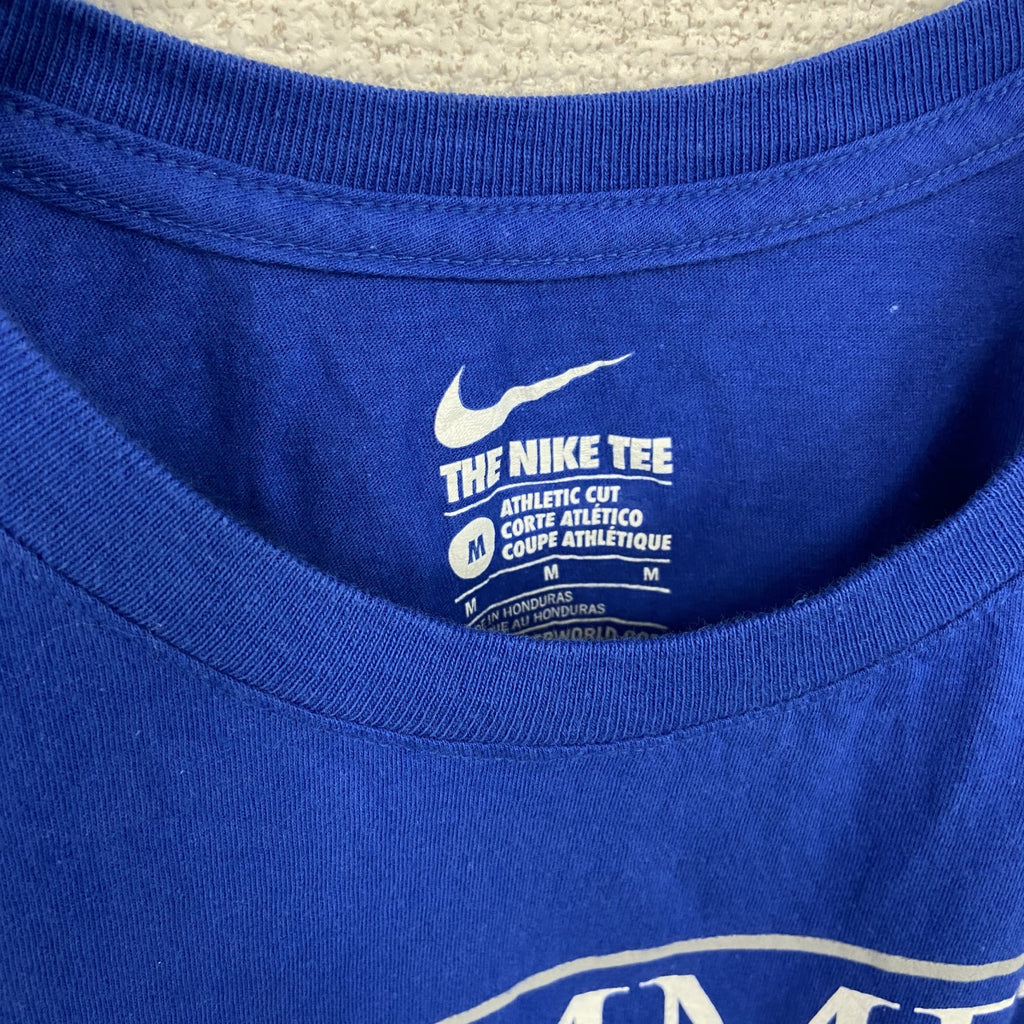 NIKE　ナイキ　半袖プリントTシャツ　ハンマーダウン　青　ブルー　クルーネック　レトロデザイン　Mサイズ　古着