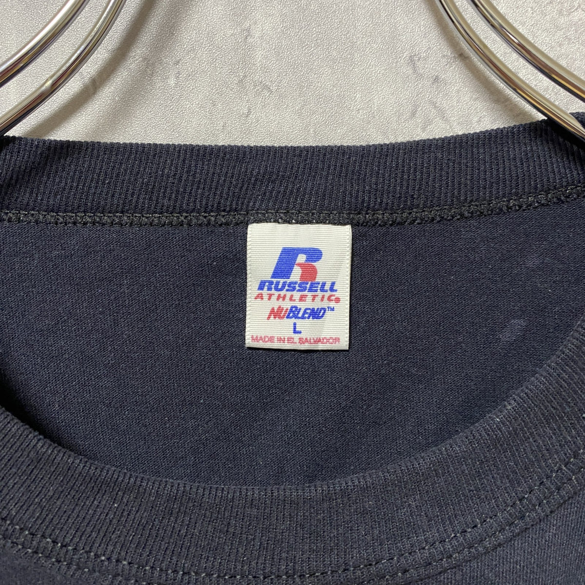 RUSSELL ATHLETIC　ラッセル　半袖プリントTシャツ　バックプリント　レトロ　黒　ブラック　Lサイズ　古着