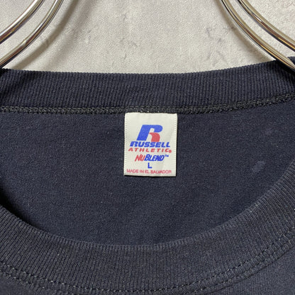 古着 used　RUSSELL ATHLETIC　半袖クルーネックTシャツ　バックプリント　黒　ブラック　春夏服　Lサイズ