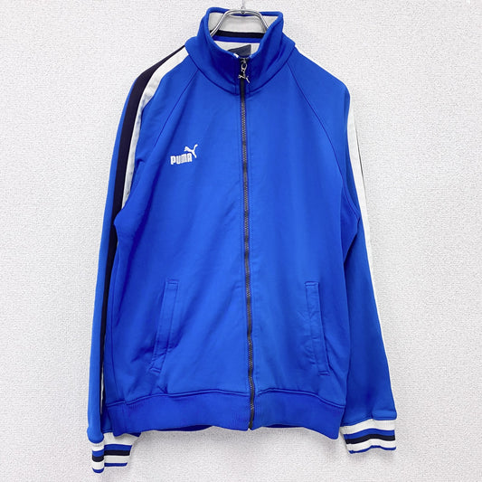 ～90s　PUMA　プーマ　トラックジャケット/ジャージ　刺繍ロゴ　ヴィンテージ　青　ブルー　Lサイズ