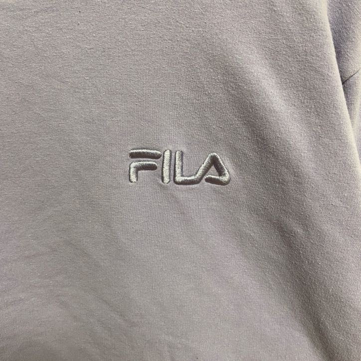 FILA　フィラ　スウェット/トレーナー　ワンポイント　刺繍ロゴ　ビッグシルエット　スポーツミックス　紫　パステルパープル　Lサイズ　古着