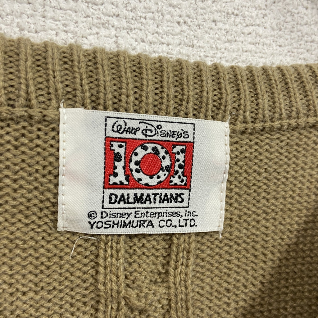 ～90s　Walt Disney　ウォルト ディズニー　101匹わんちゃん　キャラクターニットセーター　ベージュ　　ヴィンテージ　古着