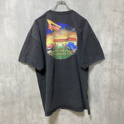 古着 used　IN-N-OUT BURGER　インアウトバーガー　半袖プリントTシャツ　黒　ビッグシルエット　XLサイズ