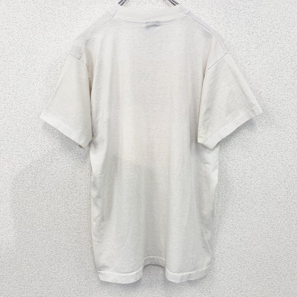 FURUIT OF THE LOOM　半袖プリントTシャツ　US製　カジュアル　レトロ　クルーネック　白　ホワイト　Lサイズ　古着