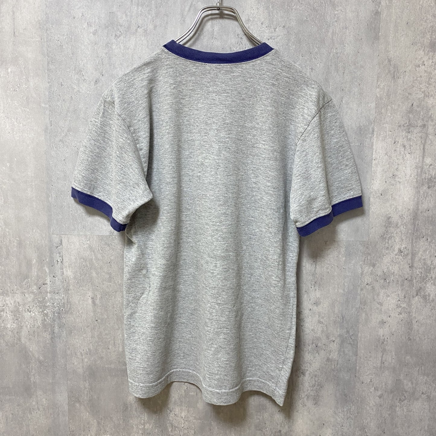 古着 used　Reebok　リーボック　半袖プリントTシャツ　リンガーTシャツ　レトロデザイン　グレー　Lサイズ