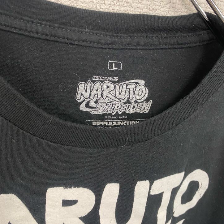 半袖アニメプリントTシャツ　ナルト　サスケ　カカシ　黒　ブラック　レトロデザイン　クルーネック　Lサイズ　古着