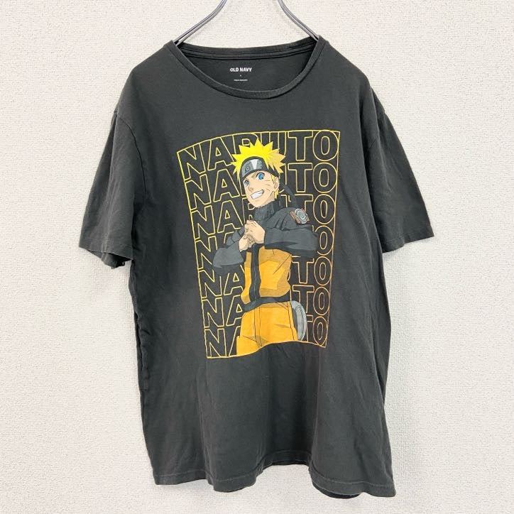 古着 used　OLD NAVY　半袖アニメプリントTシャツ　ナルト　灰色　グレー　コットン100％　クルーネック　Lサイズ