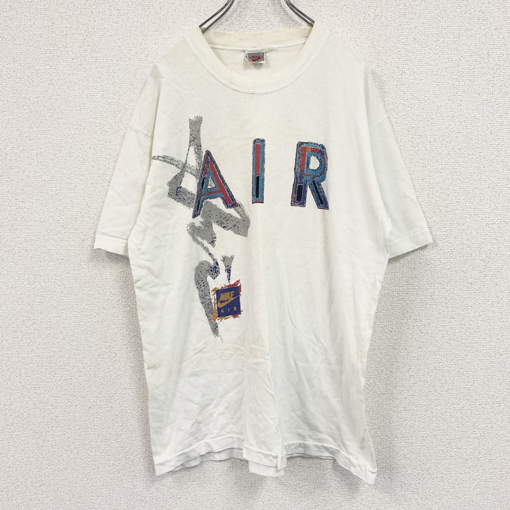 90s　NIKE　ナイキ　半袖プリントTシャツ　AIR　白　ホワイト　FSサイズ カットソー メンズ コットン 古着